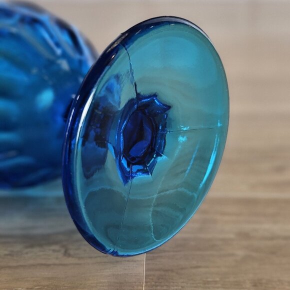 MCM Fenton Glass Sapphire Colonial Blue Tall Swung Vase 19.5 Tall Thumbprint VTG - Picture 12 of 16